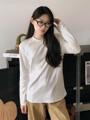 2026 Spring Women's Slimming Loose-Fit Solid Color Long Sleeve Round Neck T-Shirt