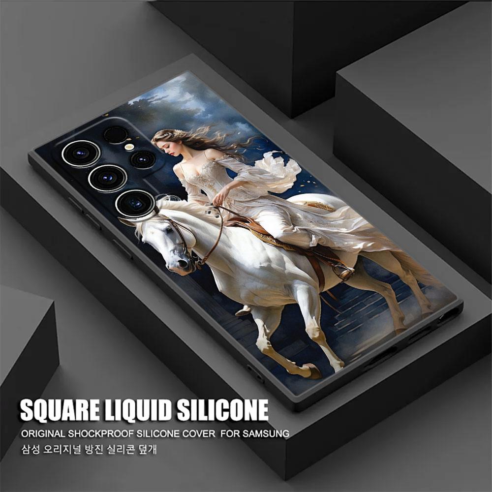 Horse Girl Animal Phone Case For Samsung Galaxy S24 Ultra Cases S23 S21 S20 FE S22 9 Plus Note 20 Ultra 10 Silicone Cover Horses