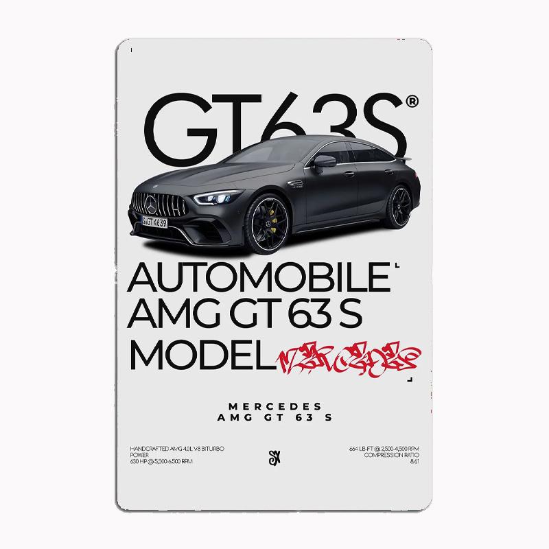 

AMG GT63 S Минималистичная Металлическая Вывеска Постер Декор Гаража Комнаты Гостиной Индивидуальный Оловянный Винтажный Домашний Декор Настенное Искусство 20x30cm（7.8x11.8inch）