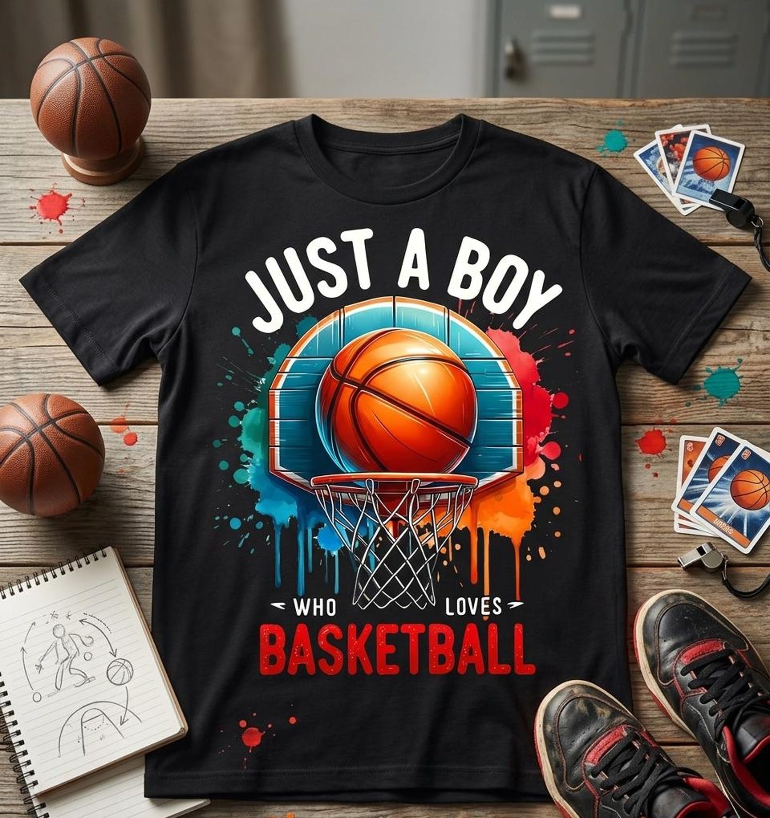 Boy s Basketball Lover Graphic T-Shirt, Sports Fan Tee 2XL