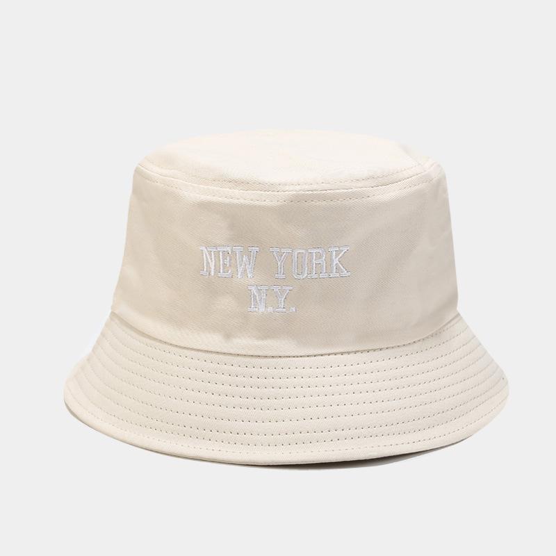 Couple tide basin hat female face small spring summer Internet celebrity cotton abrasive embroidered bucket hat male outdoor shade