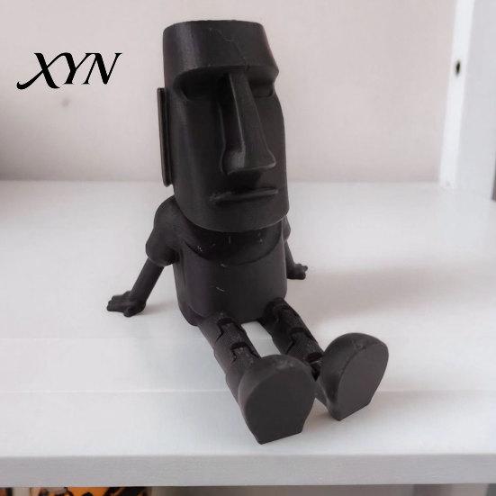 Creative Desktop Sculpture 3D Printed Moai Statue Action Figure, Movable Joints Articulated Easter Island Play Decoration Rock Sculpture, Mini