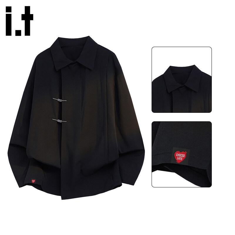 

:CHOCOOLATEit Мужская новая рубашка с длинным рукавом в китайском стиле из ледяного шелка M