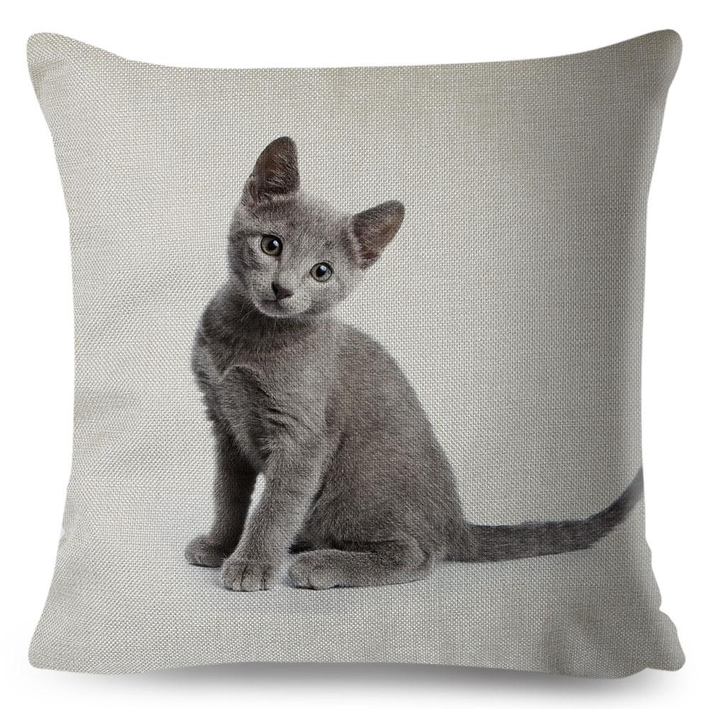 Cute Cat Pillowcase Decor Lovely Pet Animal Print Cojines Cushion Cover Polyester Pillow Case for Home Sofa Children Room 45x45