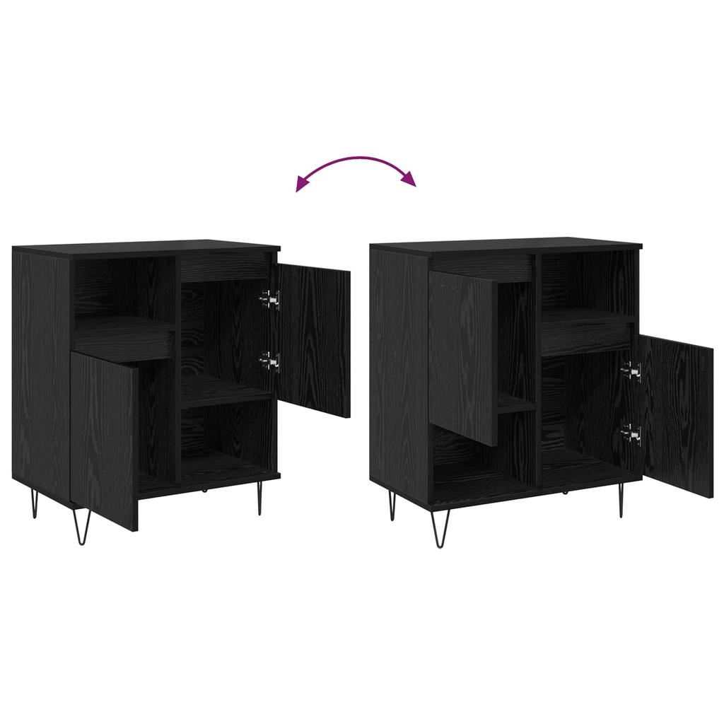 Sideboard Set of 3 Black Oak Effect 60 x 35 x 70 cm