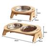 Wooden Elevated Dog Bowls with Stand Adjustable Raised Puppy Cat Food Water Bowls Holder Rabbit Feeder for Small Medium Pets