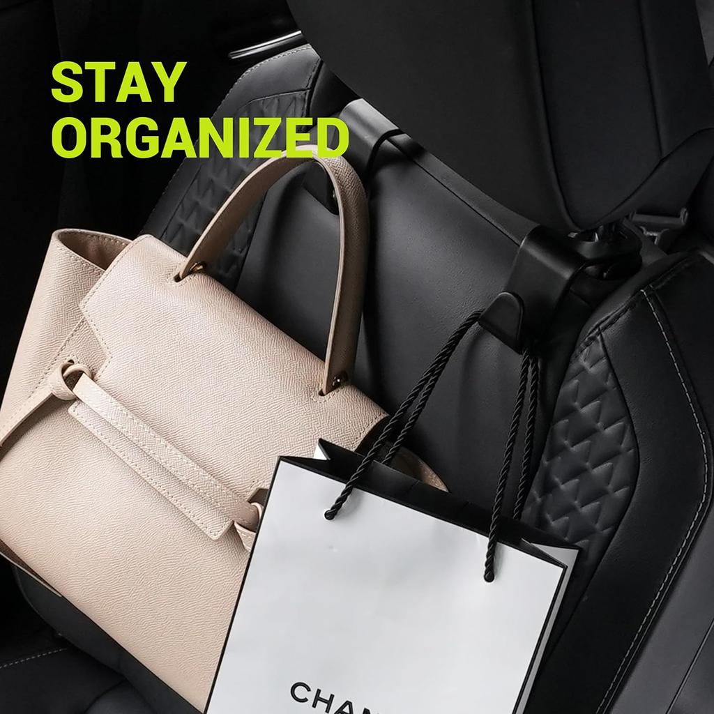 Car Seat Headrest Hook 4 Pack,Purse Holder Hook For Car Organizers And Storage,Car Organization Accessories For Women Road Trip Essentials,Long