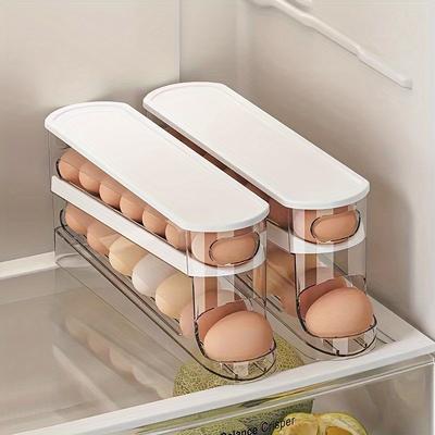 1PC Egg Automatic Double-layer Sliding Storage Box, a Must-have Egg Storage Method In the Kitchen, and a Space-saving Egg Rack In the Refrigerator