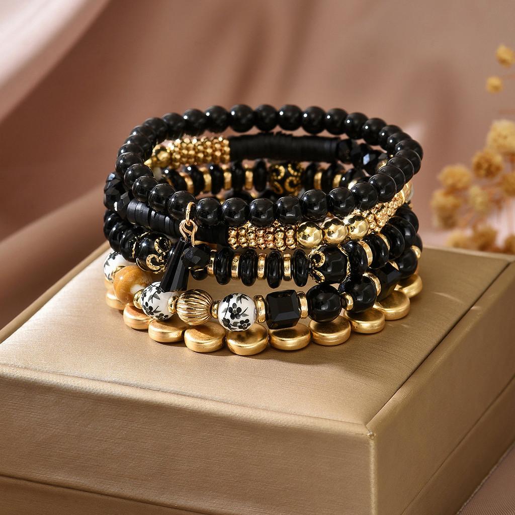 Crystal Beaded Bracelet Multilayer Stretch Cord For Women Spring