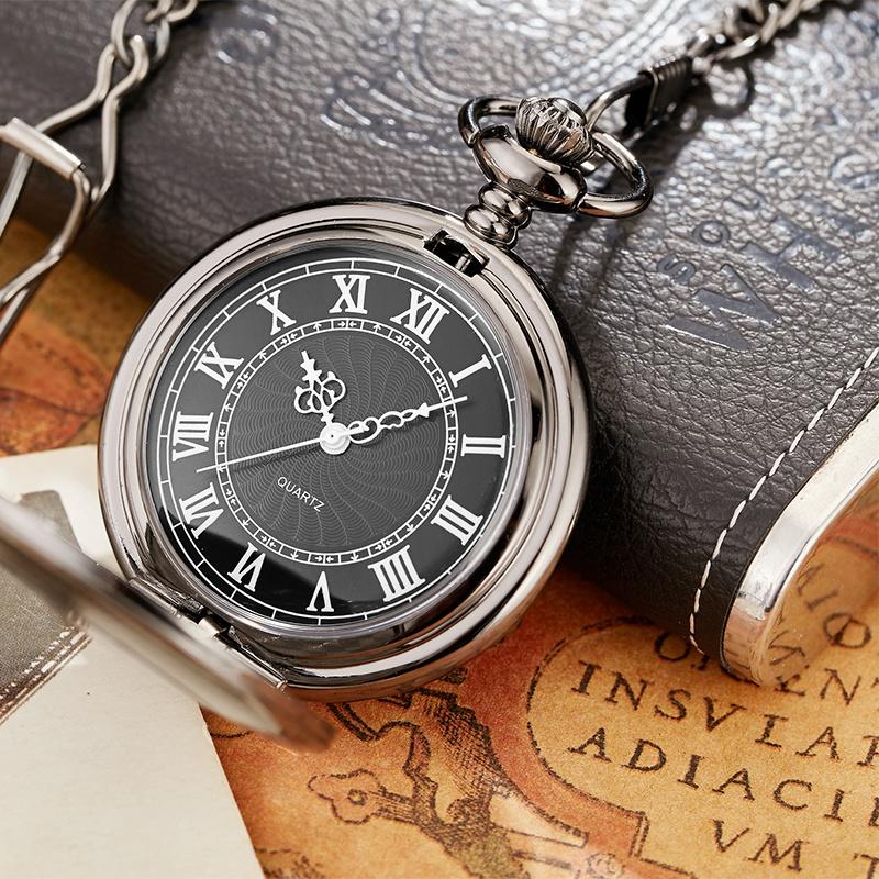 

1Pc Antique Steampunk Vintage Roman Numerals Quartz Pocket Watch Multicolor Case Necklace Pendant Clock Chain Men s Women
