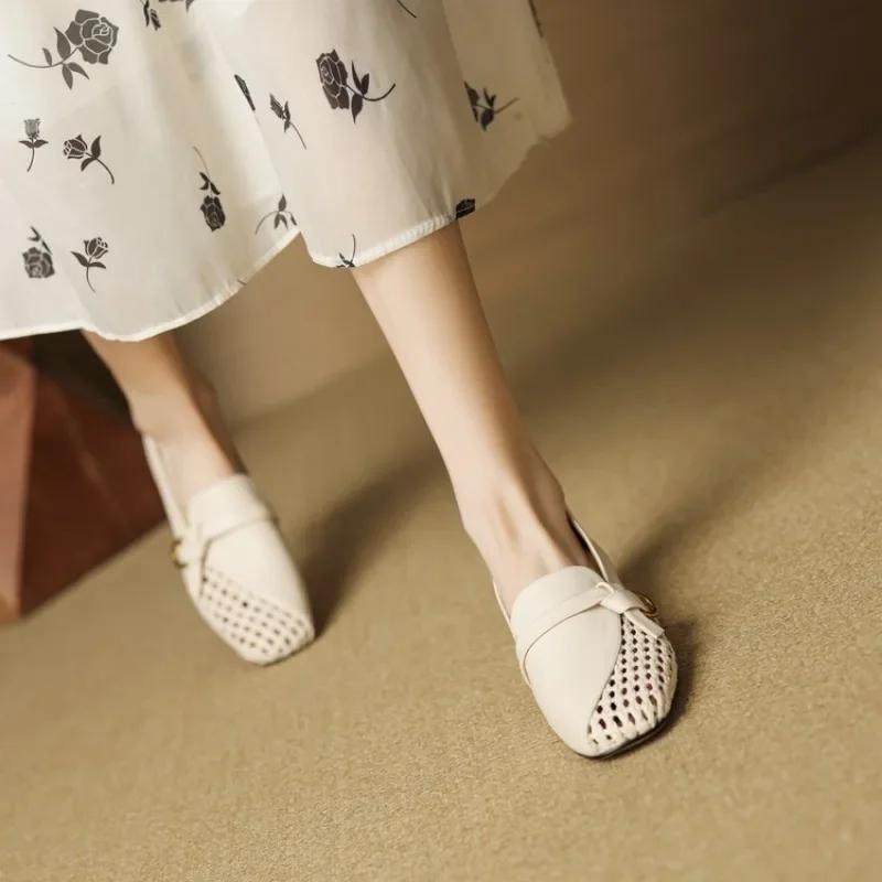 Fashion High Quality Women's Shoes 2025 Fashion Slip-on High Heels New Square Toe Daily Pumps Women Outdoor Hollow Out Best Seller Women