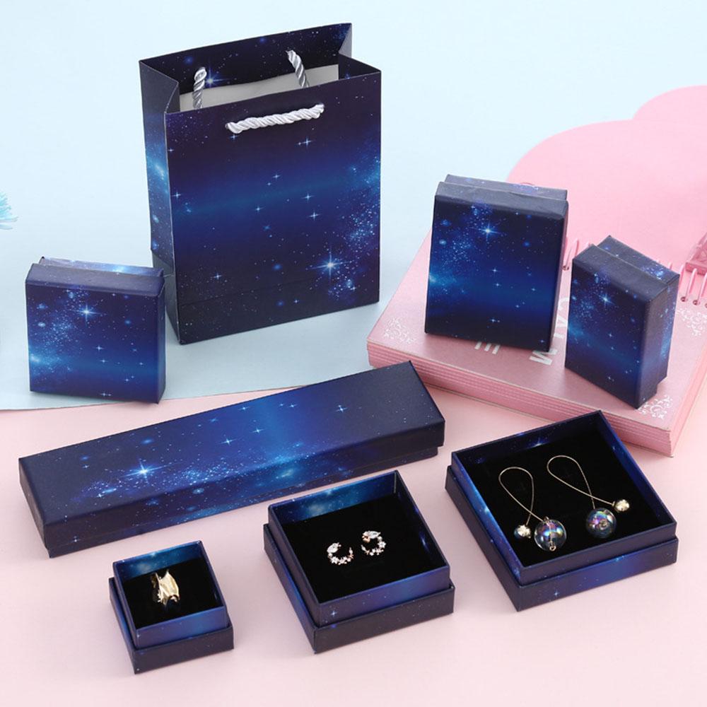 5pcs Paper Jewelry Box For Ring Earrings Pendant 9x9x3cm Display Packaging Wedding Birthday Party Gifts Organizer Holder Boxes