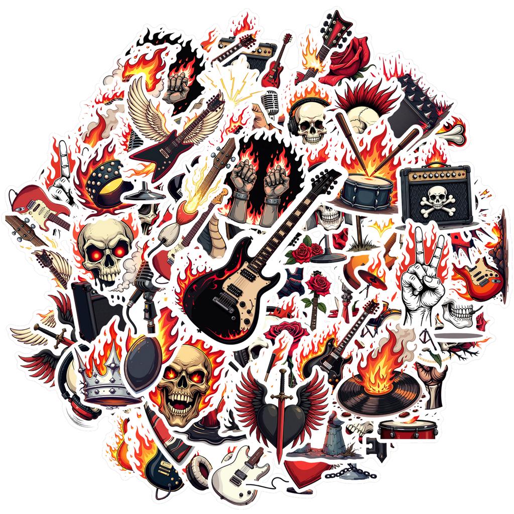 Edgy Rock And Roll Decals Gothic Skull Stationery Stickers Funny Stickers For Guitar Phone