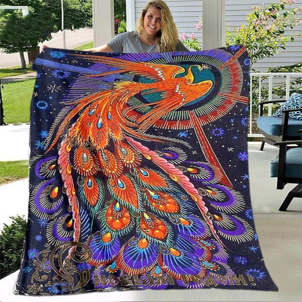 Inferno Phoenix Series digitalprinted polyester Bedroom velvet flannel cover blanket Fleece soft sofa cover blankets for beds