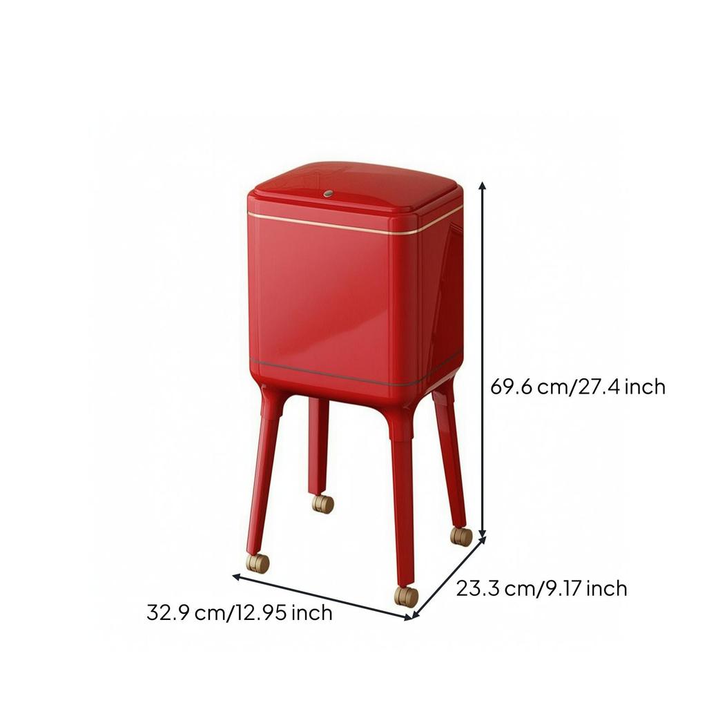 Trash Can with Legs and Wheels Slim Space-Saving for Kitchen