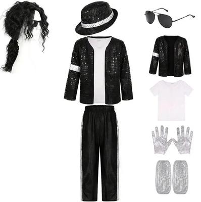 Costume per Bambini Michael Jackson Abito Pop Star per Bambini e Bambine Halloween Cosplay Festa di Compleanno Performance di Danza Bambini Dr