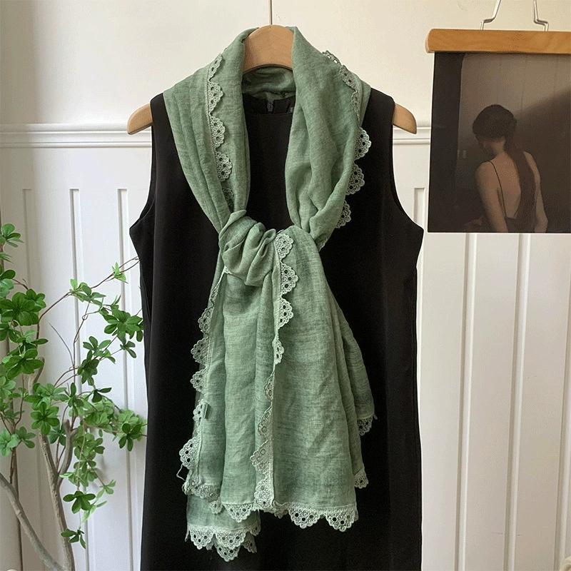 

Spring and Autumn 95*185cm Ladies Scarves Lace Edged Shawl Scarf For Women 95x185cm