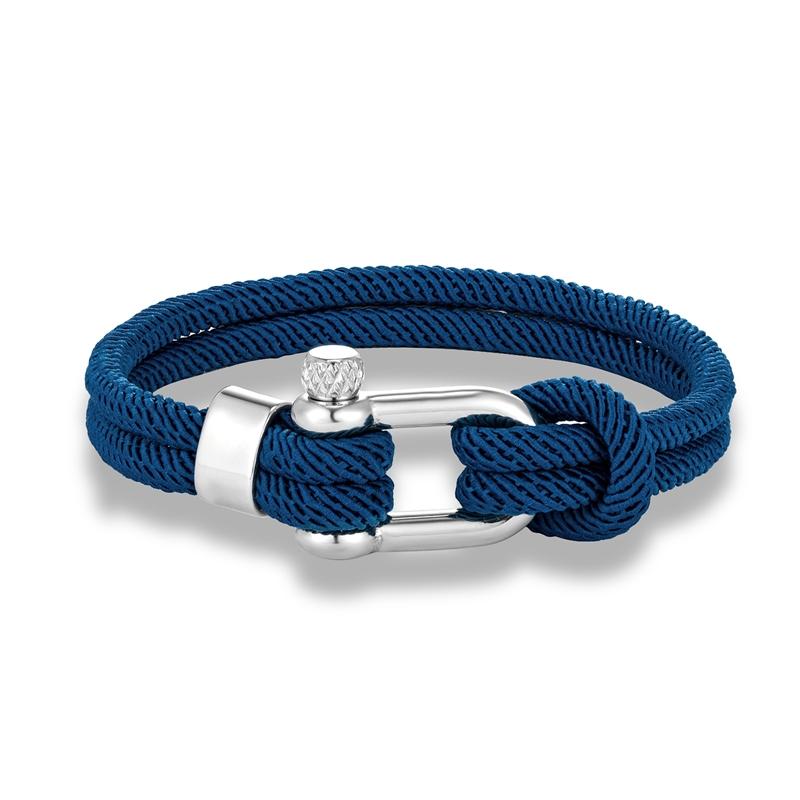 Minimalist Nautical Rope Bracelet Double Strand Stainless Steel U-Shape Shackle Buckle Survival Jewelry for Men Women