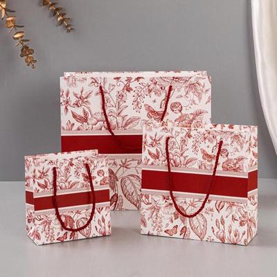 HANDUNYOU Retro Red Floral Gift Bags
