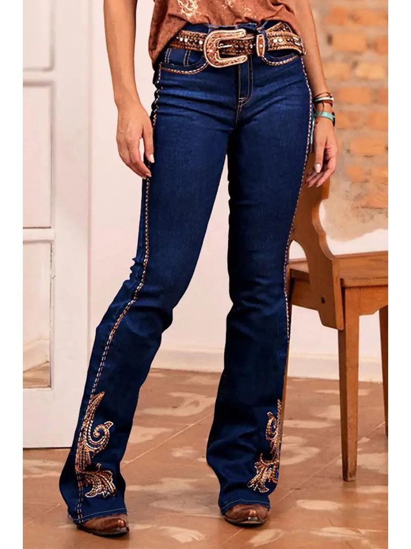 2026 Spring/Summer Women s Slim-Fit Embroidered Flare Jeans 32