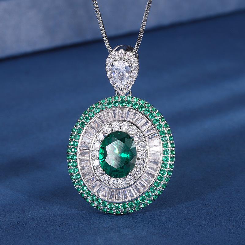 New European and American fashion simulation emerald heavy industry luxury inlaid oval set 8 * 10