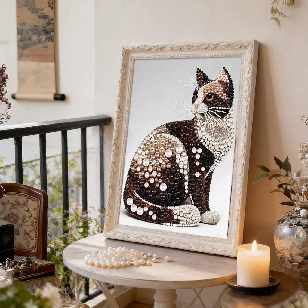 Pearl Painting Kit Domestic Cat Theme Frameless Handicraft DIY Bedroom Decoration Living Room Wall Art Room Decoration Art Craft Decoration