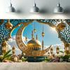 Moschee Mond Laterne Eid Mubarak Hintergrund Banner Arabischer Ramadan Mubarak Fotohintergrund Islamische Muslimische Festival Dekoration