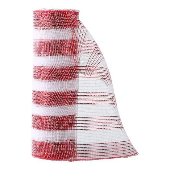 Christmas Mesh Ribbon 10 Inch X 10 Yards Red/Red White