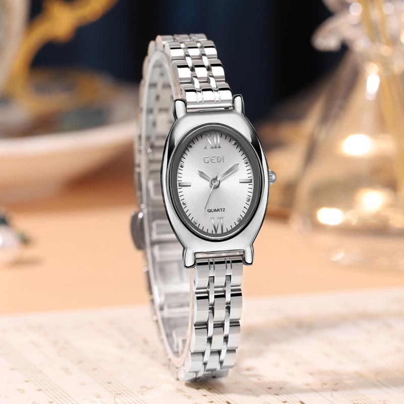 High-Value Steel Belt Women'S Watch Light Luxury Niche Oval Waterproof Watch Women'S Medieval Quartz Watch