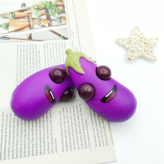 Eye-Popping Eggplant Squeeze Toy Funny Stress Relief Toy Squeeze Fidget Toy Imitation Vegetables Boredom Relief Toy Kids Adults Gift Prop