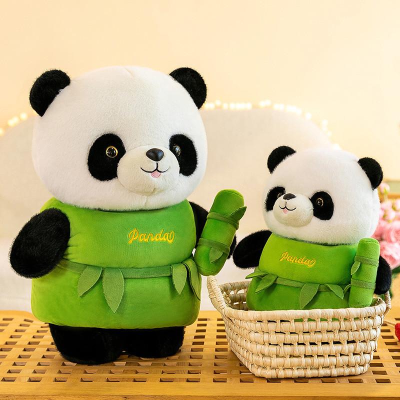 Panda Toy Plush Bamboo Tube Doll Stuffed Animal Doll Pp Cotton Gift Cartoon