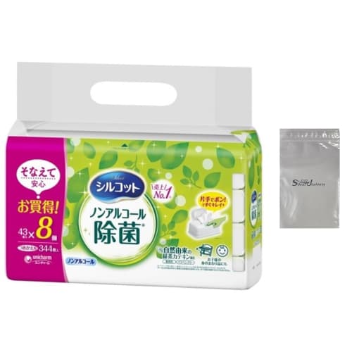 

[.co.jp Exclusive] [Great Deal] Silcot Non-Alcohol Disinfecting Wet Wipes, Non-Alcohol Type, Refill, 344 Wipes (43 Wipes x 8) with Unicharm Original C
