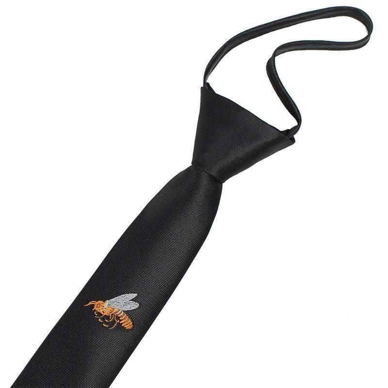 Tiger Head Embroidered Neck Tie For Kids With Striped Wool Material For School Or Casual Wear