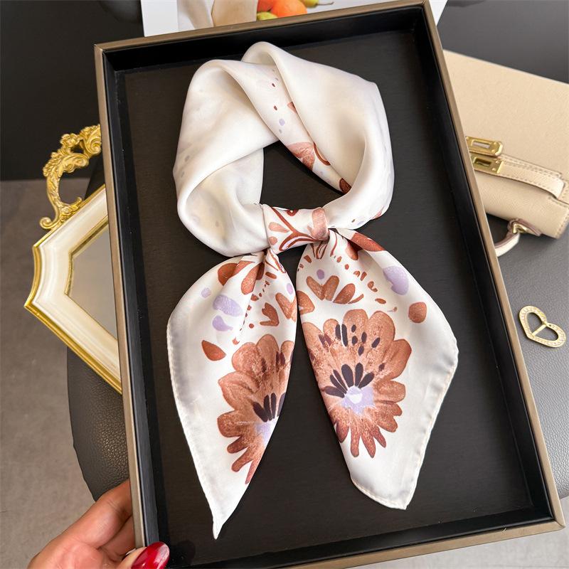 Luxury Square Silk Scarf For Women Elegant Ladies Hijab Neckerchief Soft Stain Breathable Scarves Fashion Shawl For Travel Lady