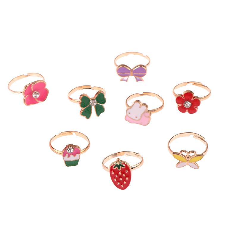 36Pcs Children Rings With Box Adjustable Rings Set Little Girls Cute Colorful Rings Dress Up Kids Gifts Jewelry Toy Finger Rings