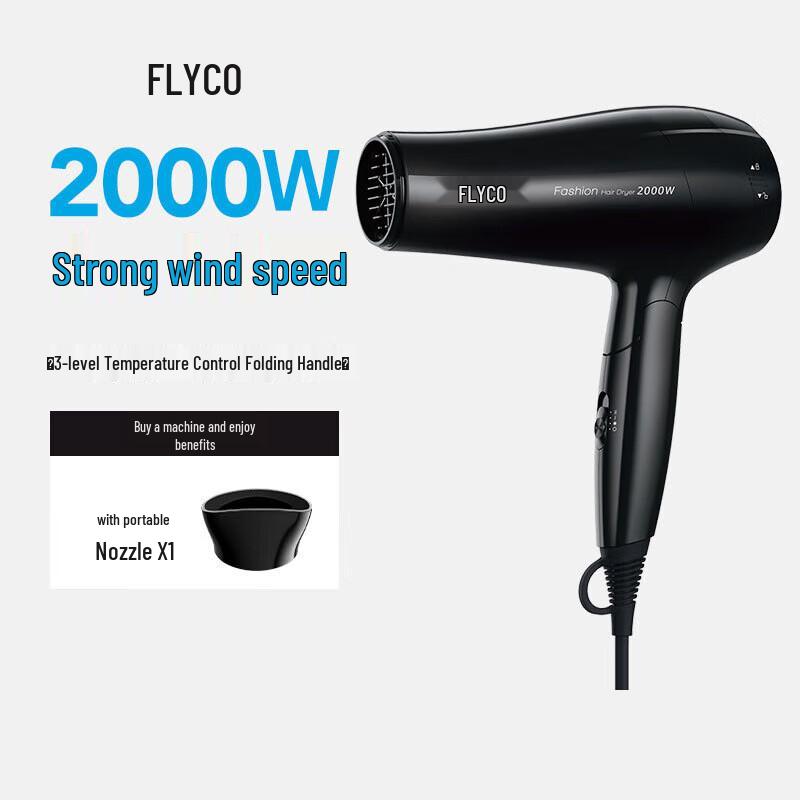 Flyco FH6231 Portable 2000W Hair Dryer CN plug (adapter included)
