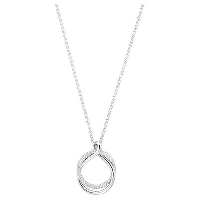 Exact Interlocking Double Ring Rhodium Plated Necklace Women Necklace 5528922