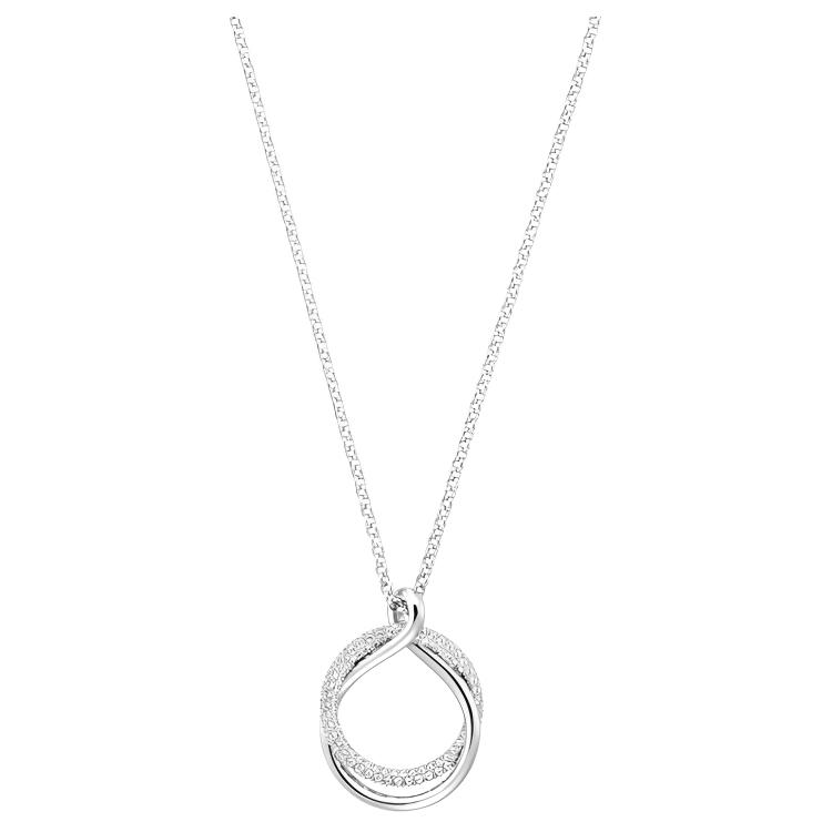 Swarovski Exact Interlocking Double Ring Rhodium Plated Necklace Women necklace 5528922 Silver
