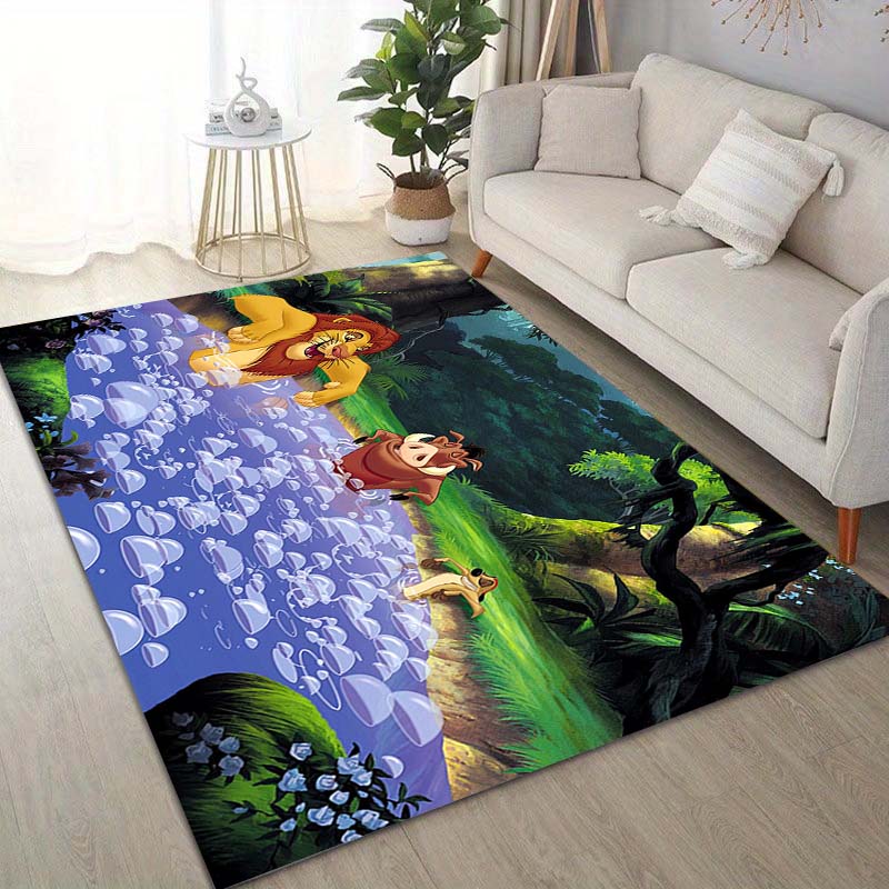 1 Stück Disney König der Löwen Druck Teppich für Wohnzimmer Schlafzimmer Kinderzimmer Heimdeko Bereichsteppich Rutschfeste Matte Spielmatten Luxus Geschenk