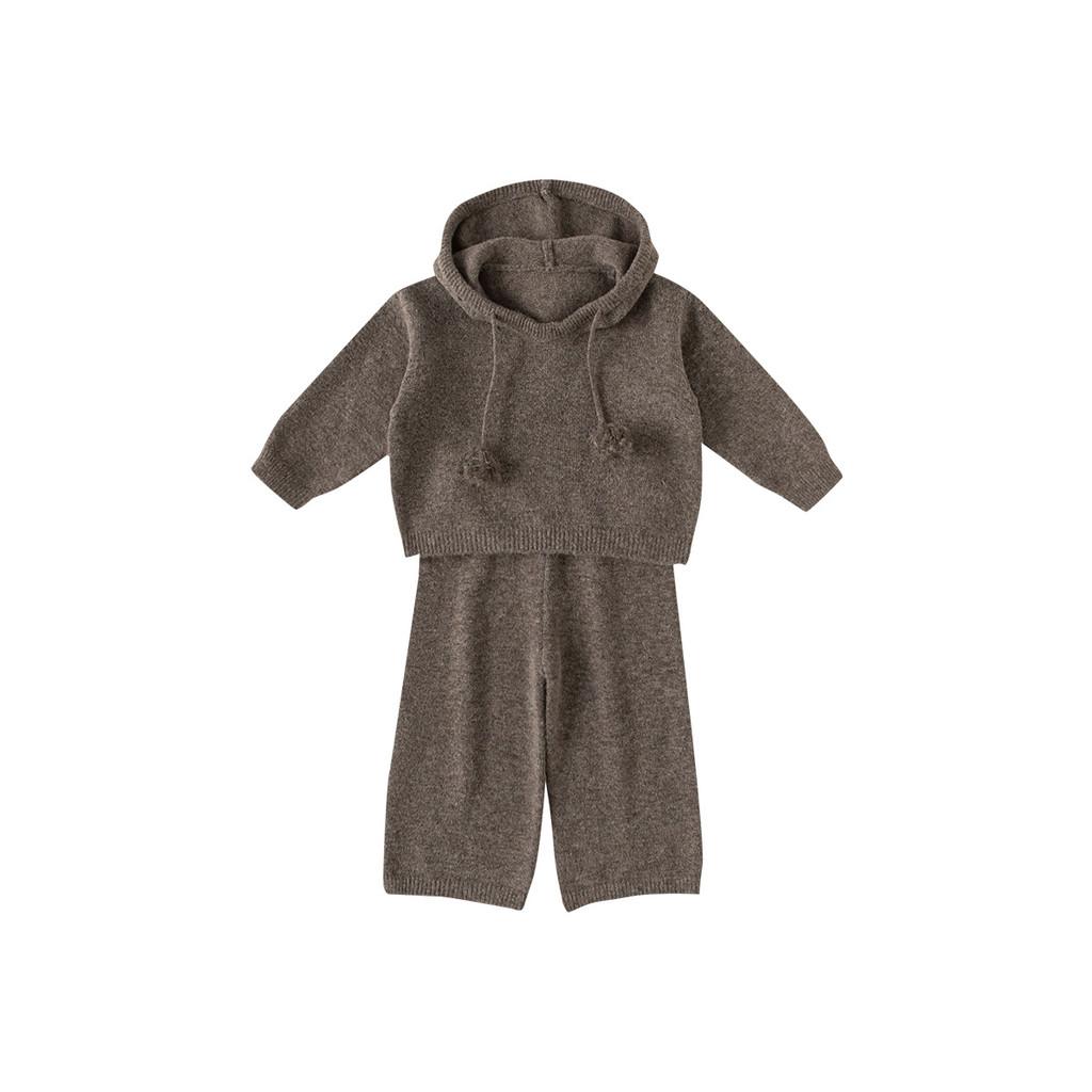 Girl Child Autumn Winter Knit Hoodie And Pants Set With Soft Fabric For Kids Age 3 To 8