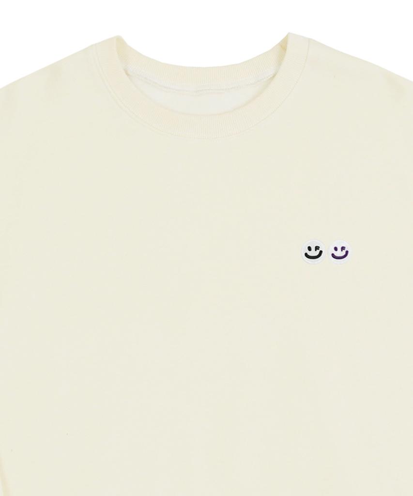 GRAVER [Unisex] Double Smile Embroidered Logo Sweatshirt_Cream