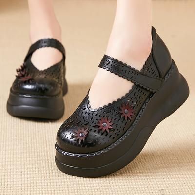 Fashion GKTINOO Handmade Retro Women Shoes Thick Sole Genuine Leather Sandals 2025 New Spring Summer Hollow Platform Wedges Sneakers