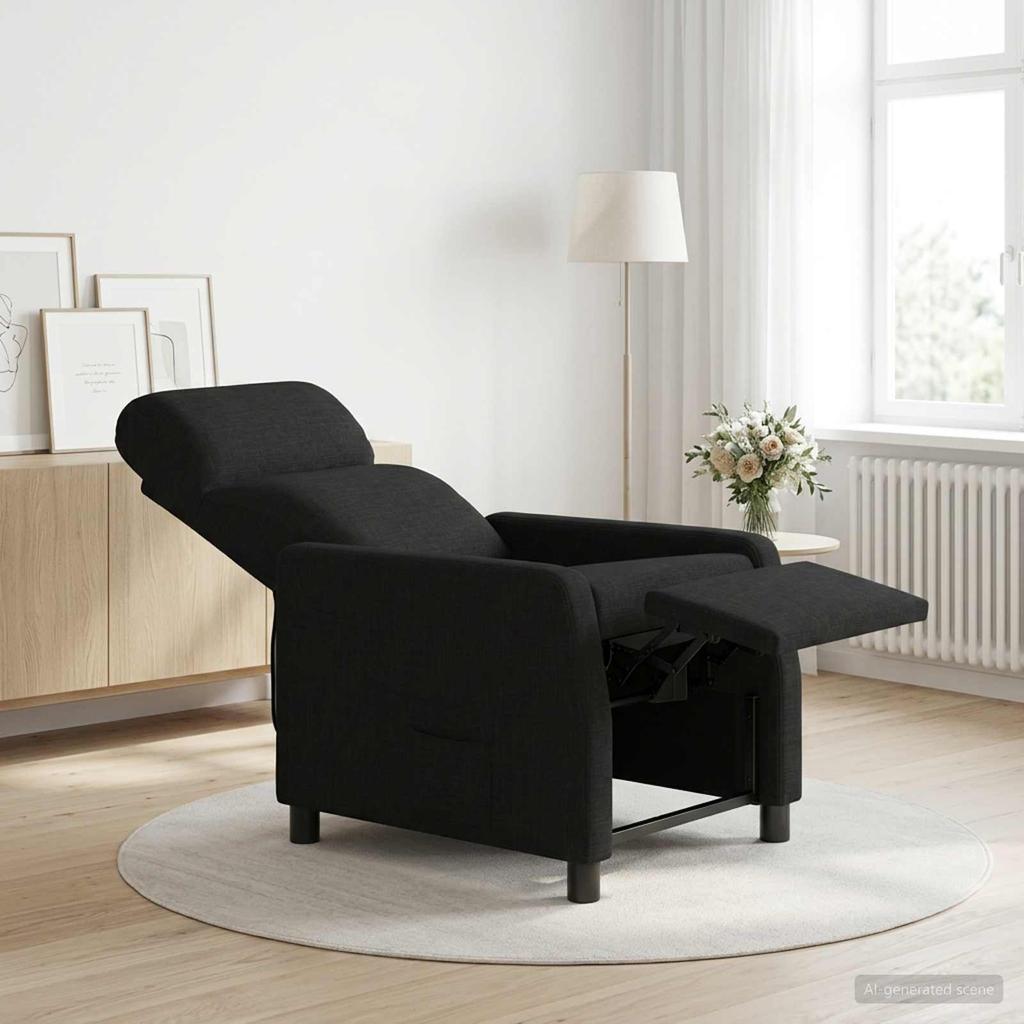 Recliner Chair Black Fabric