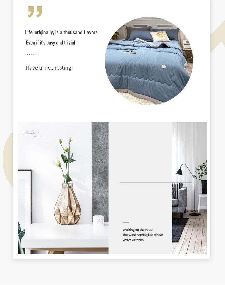 Solid Color Washed Cotton Skin-Friendly Machine Washable Summer Quilt for Air Conditioned Rooms – Thin, Single & Double Sizes