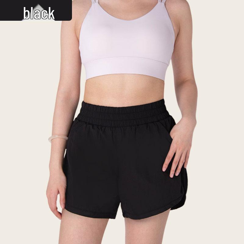 

Women s High-Waisted Hip-Lifting Yoga Shorts: Two-Piece Anti-Exposure Design Large чорний