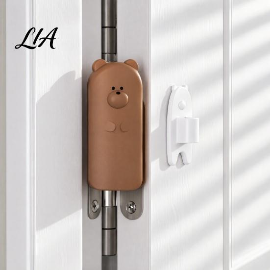 Soft Elastic Door Security Silicone Pinch Guard, Hanging Anti Slam Stopper, Cartoon Bear Design, Child Flexible Stopper Safety Finger Guard
