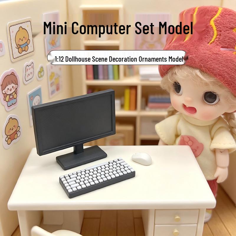Miniatur-Computerset für 1:12er Maßstab Puppenhaus Schlafzimmer Dekoration