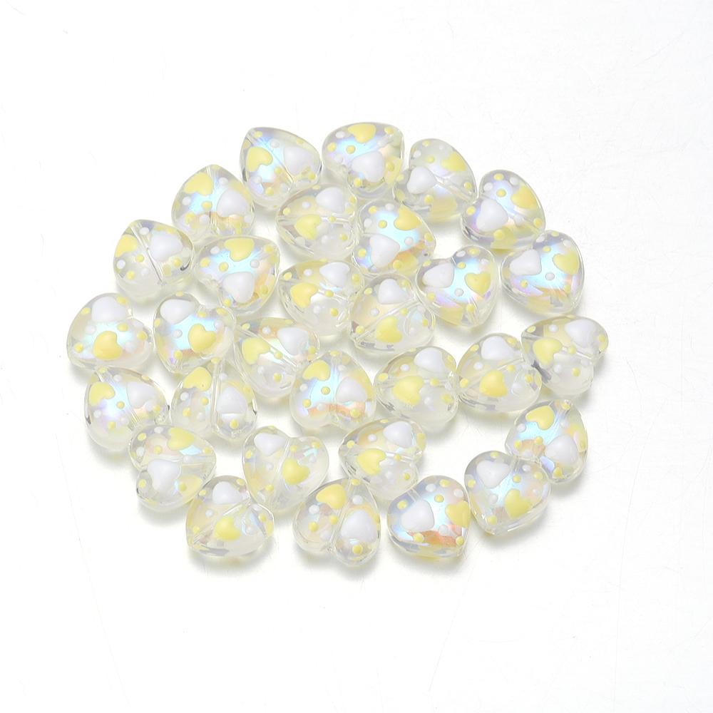 5pcs Heart Glass Beads Colorful Hand Painted Lampwork Loose Beads for Jewelry Making DIY Necklace Bracelets Earrings Accessories 12mm