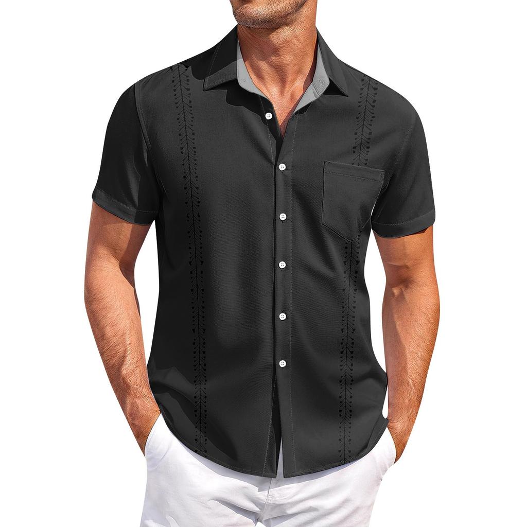 Men's Casual Short-sleeved Shirt Slim Fit Stylish Men's Hawaiian Print