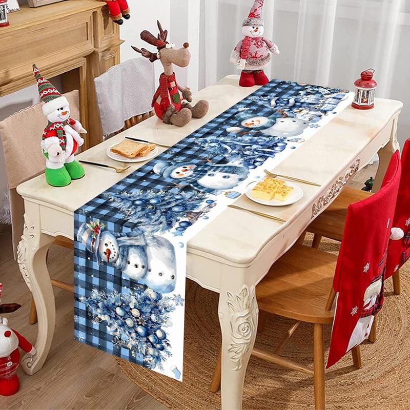 Christmas Table Runner Snowman Tablecloth Christmas Decorations for Home 2026 Navidad Noel Xmas Table Ornaments New Year 2026